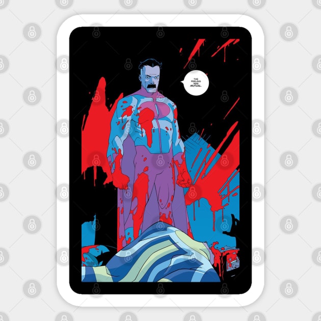omni man finis killing immortal Sticker by super villain
